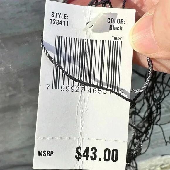 Collection XIIX Scarf Sheer, fades from light black to gray with tassels - Picture 4 of 6